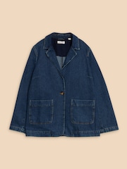 White Stuff Blue Loren Denim Blazer - Image 7 of 9