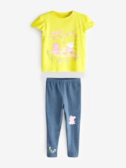 Character Yellow Peppa Pig 100% Cotton T-Shirt and Leggings Set - Image 1 of 3