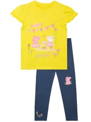 Character Yellow Peppa Pig 100% Cotton T-Shirt and Leggings Set - Image 2 of 3
