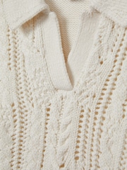 Reiss Ecru Eula 9-13 yrs Crochet Open Collar Polo Shirt - Image 4 of 4