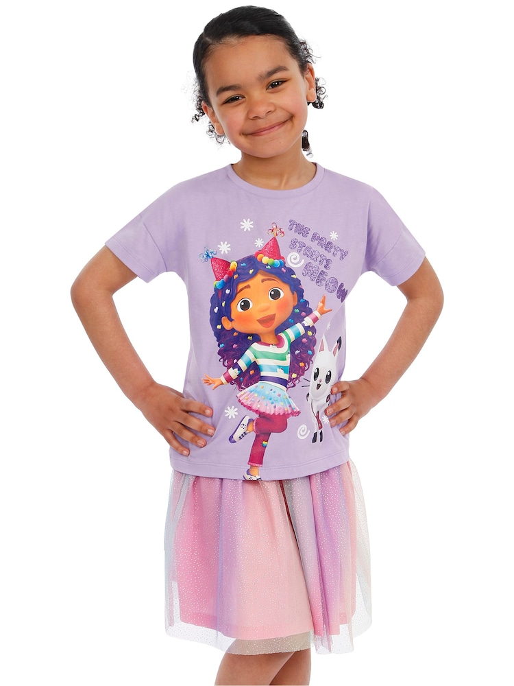 Camiseta NAME IT Niñas - Manga Corta Lila - 95% Algodón - Gabby SS Top Box Sky