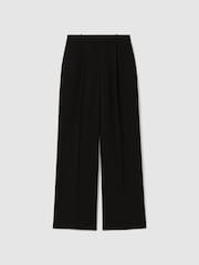 Reiss Black Eden Petite Half-Elasticated Wide Leg Trousers - Image 2 of 7