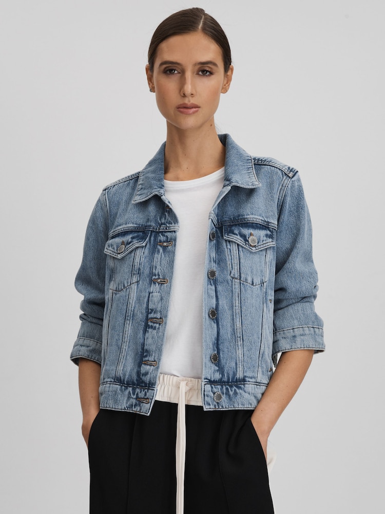 Reiss Mid Blue Ellen Denim Jacket - Image 1 of 7