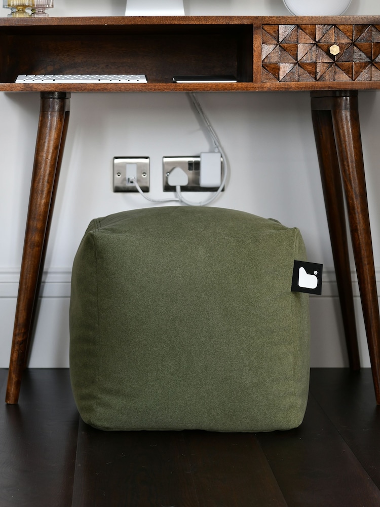 Extreme Lounging Moss B Box Brushed Faux Suede Cube Bean Bag - Image 2 of 2 Extreme Lounging Moss B Box Brushed Faux Suede Cube Bean Bag - Image 2 of 2