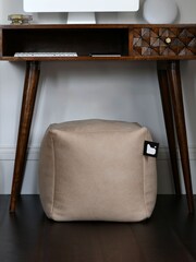Extreme Lounging Latte B Box Luxury Indoor Faux Leather Cube Bean Bag - Image 2 of 3