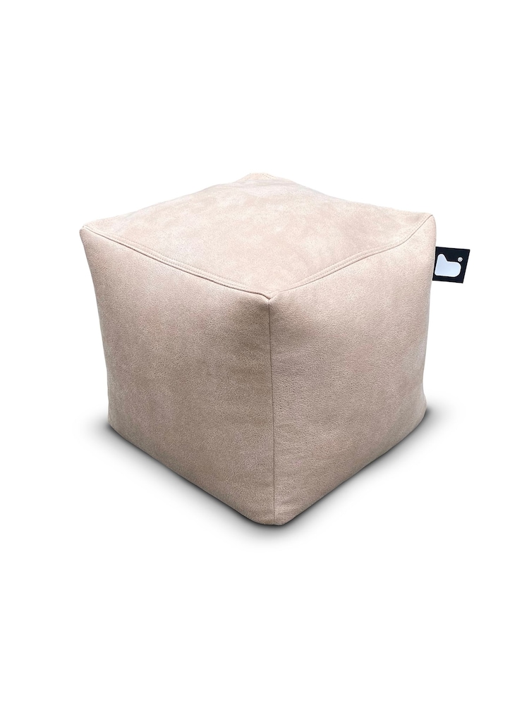 Extreme Lounging Latte B Box Luxury Indoor Faux Leather Cube Bean Bag - Image 3 of 3 Extreme Lounging Latte B Box Luxury Indoor Faux Leather Cube Bean Bag - Image 3 of 3