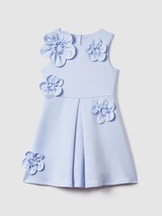 Reiss Lilac Posy Teen Pleated Flower Scuba Dress - Image 1 of 6