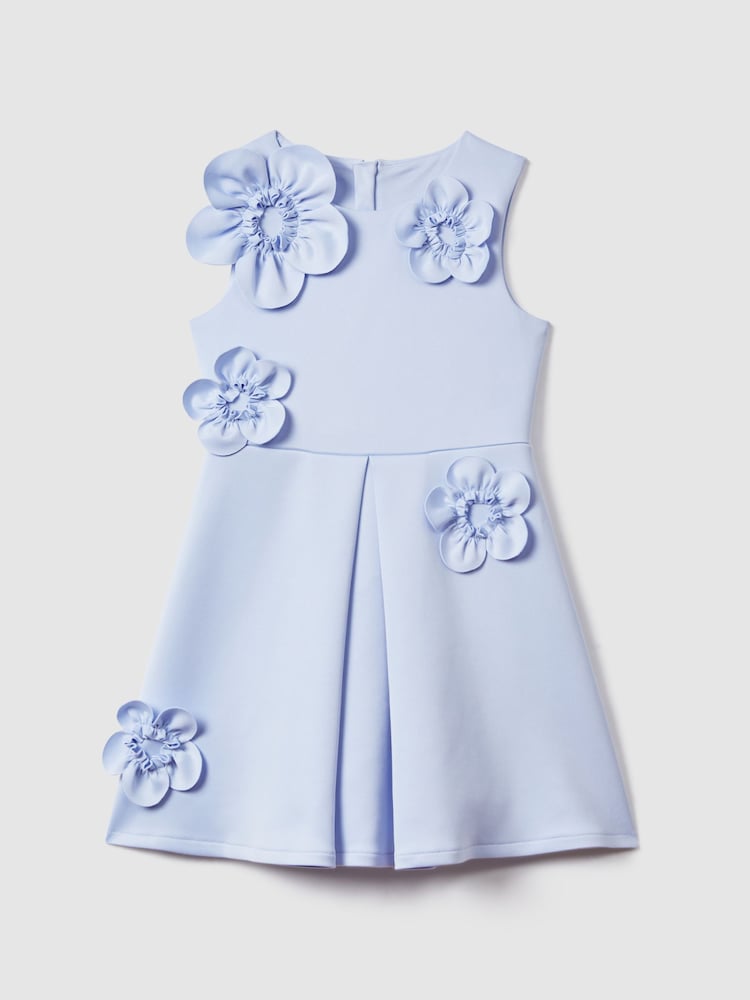 Reiss Lilac Posy Teen Pleated Flower Scuba Dress - Image 1 of 6
