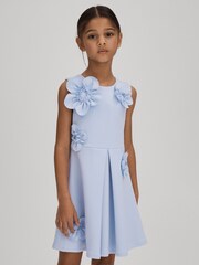 Reiss Lilac Posy Teen Pleated Flower Scuba Dress - Image 2 of 6