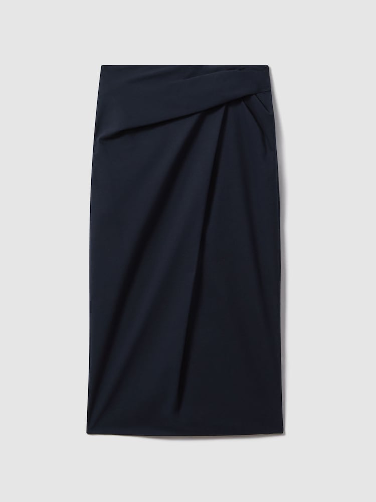 Marineblau - Reiss Nadia Midirock aus Baumwollgemisch mit Wickeldetail vorne - Bild 2 von 5 Marineblau - Reiss Nadia Midirock aus Baumwollgemisch mit Wickeldetail vorne - Bild 2 von 5