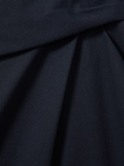 Reiss Navy Nadia Cotton Blend Wrap Front Midi Skirt - Image 5 of 5