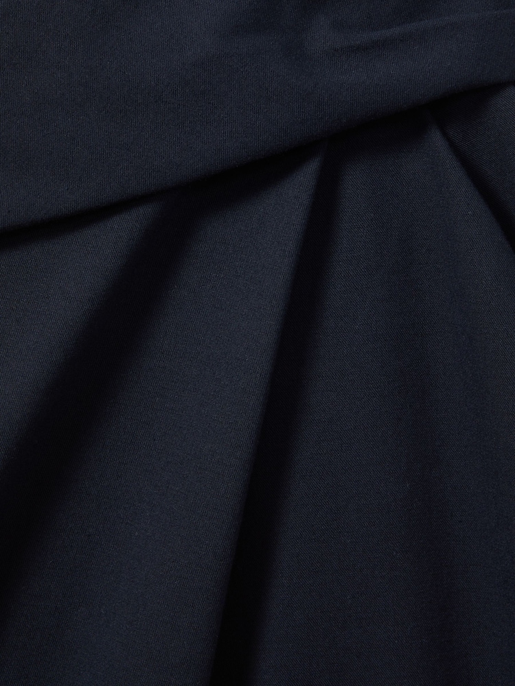 Reiss Navy Nadia Cotton Blend Wrap Front Midi Skirt - Image 5 of 5