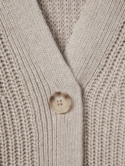 Reiss Neutral Ariana Cotton Blend Knitted Cardigan - Image 5 of 5