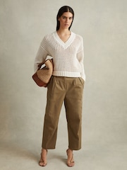 Reiss Ivory Larissa Linen Cotton Open Stitch Jumper - Image 3 of 5