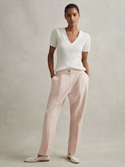 Reiss Pink Farrah Tapered Suit Trousers with TENCEL™ Fibers - Image 1 of 5