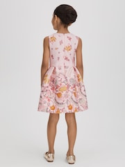 Reiss Pink Alice 13-14 yrs Scuba Bow Fit-and-Flare Dress - Image 6 of 6