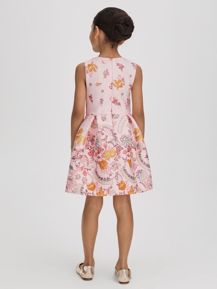 Reiss Pink Alice 13-14 yrs Scuba Bow Fit-and-Flare Dress - Image 6 of 6