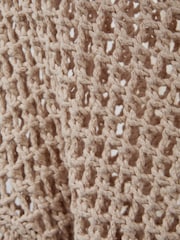 Reiss Mink Larissa Linen Cotton Open Stitch Jumper - Image 4 of 5