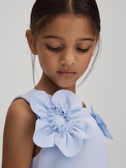 Reiss Lilac Posy Senior Pleated Flower Scuba Dress - Image 4 of 6