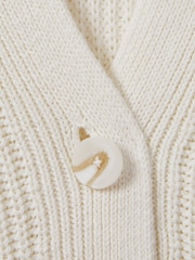 Reiss Ivory Ariana Cotton/Linen Blend Knitted Cardigan - Image 5 of 5