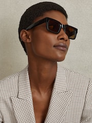 Reiss Beige Check Ella Petite Wool Blend Double Breasted Dogtooth Blazer - Image 5 of 8