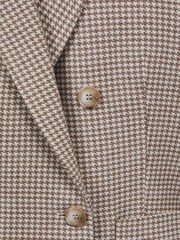 Reiss Beige Check Ella Petite Wool Blend Double Breasted Dogtooth Blazer - Image 7 of 8