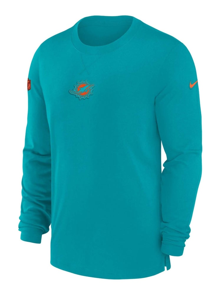 Fanatics Green NFL Miami Dolphins Sideline Dri-FIT Player Long Sleeve Top - Image 2 of 3