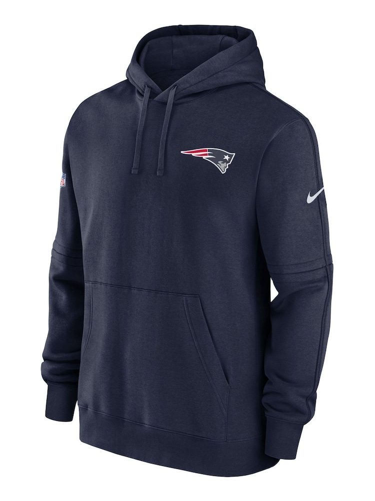 Fanatics Blue New England Patriots Sideline Club Fleece Pullover Hoodie - Image 2 of 3