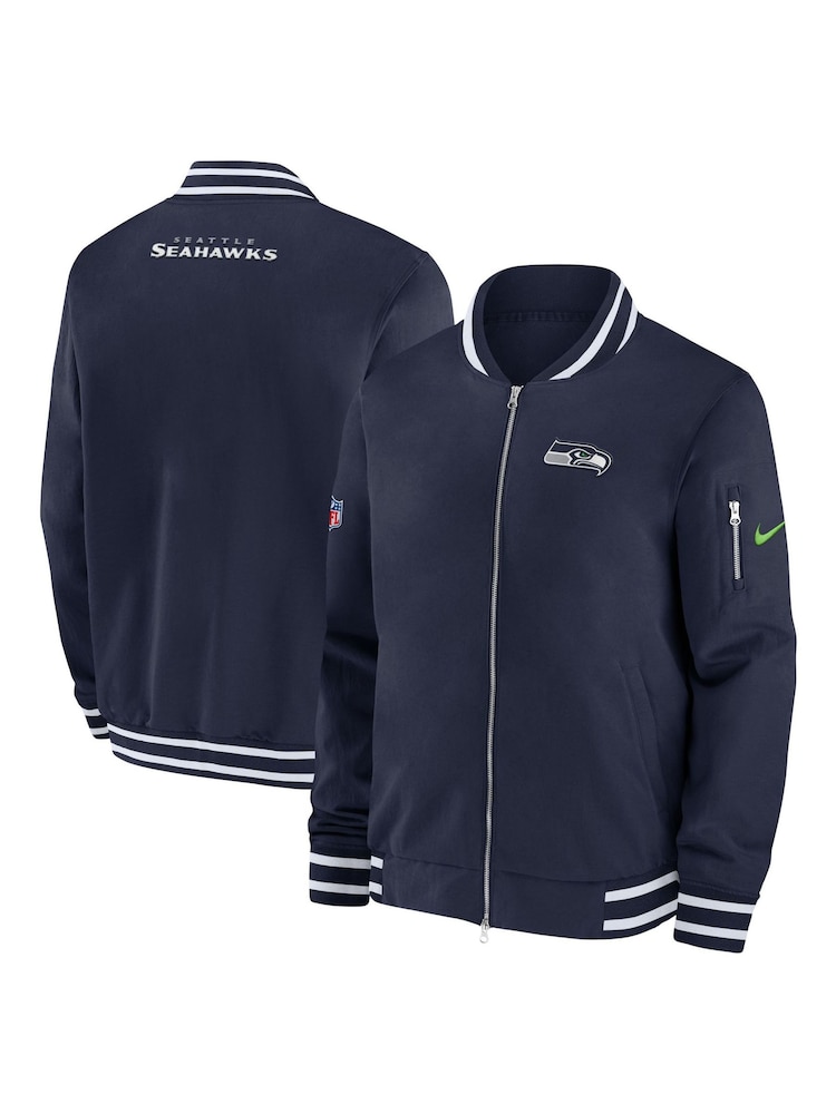 Fanatics Blue NFL Seattle Seahawks Sideline Coach Bomber Jacket - Image 1 of 3