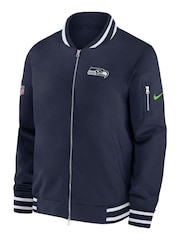 Fanatics Blue NFL Seattle Seahawks Sideline Coach Bomber Jacket - Image 2 of 3