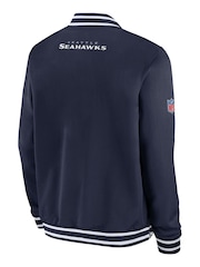 Fanatics Blue NFL Seattle Seahawks Sideline Coach Bomber Jacket - Image 3 of 3