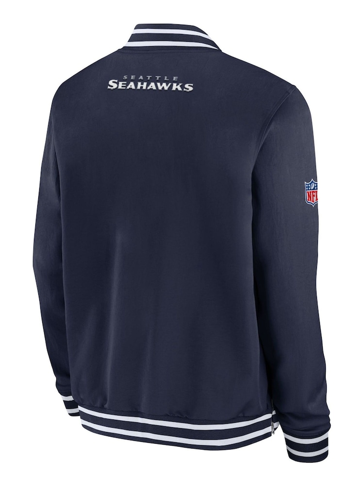Fanatics Blue NFL Seattle Seahawks Sideline Coach Bomber Jacket - Image 3 of 3