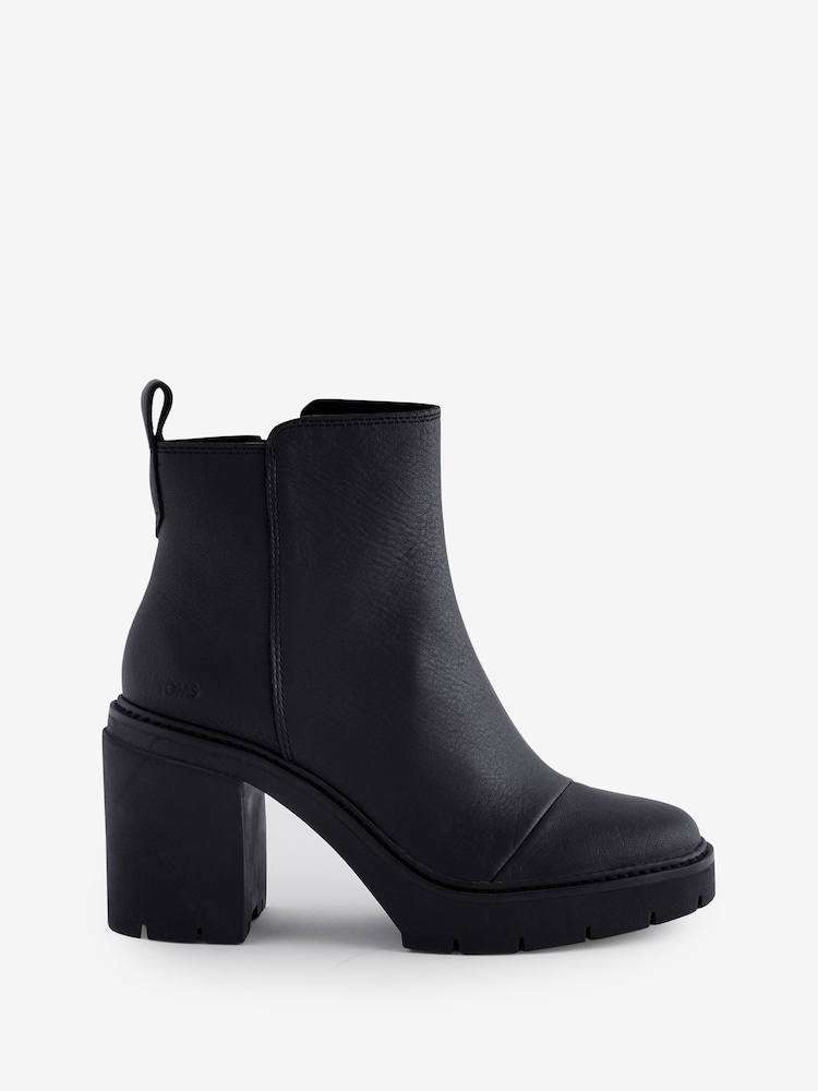 TOMS Rya Black Boots In Black Leather - Image 1 of 1