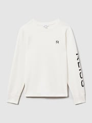 Reiss White Maggie Cotton Blend Crew Neck Top - Image 2 of 5
