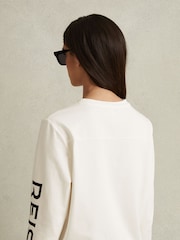 Reiss White Maggie Cotton Blend Crew Neck Top - Image 4 of 5