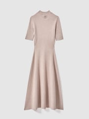 Reiss Neutral Caitlyn Ribbed Bodycon Midi Dress - Image 2 of 4