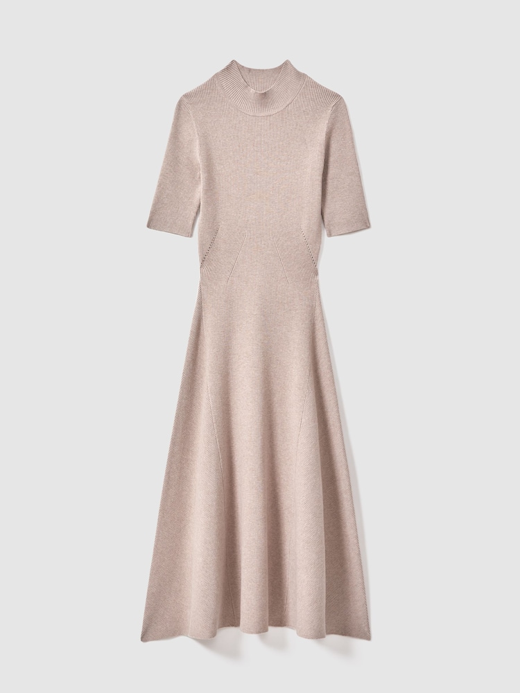 Reiss Neutral Caitlyn Ribbed Bodycon Midi Dress - Image 2 of 4