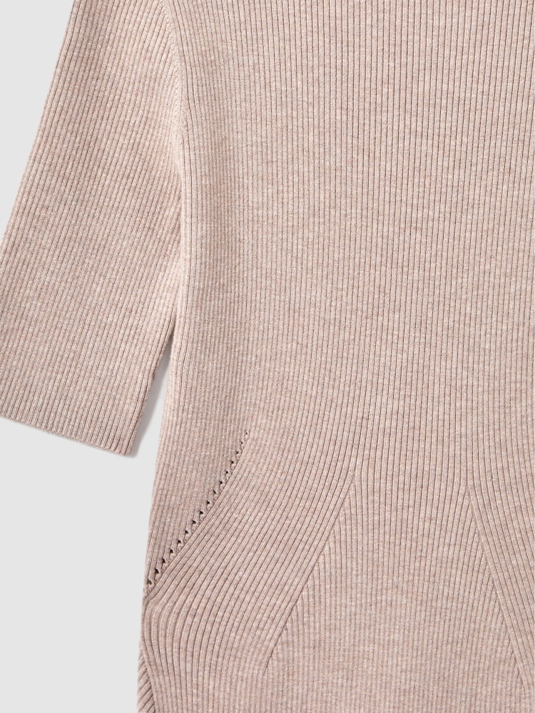 Reiss Neutral Caitlyn Ribbed Bodycon Midi Dress - Image 4 of 4