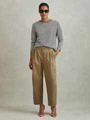 Reiss Black/Ivory Tina Cotton Striped Crew Neck Top - Image 1 of 6