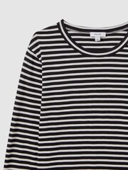 Reiss Black/Ivory Tina Cotton Striped Crew Neck Top - Image 6 of 6
