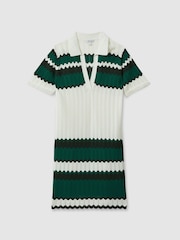 Reiss Green/White Malory Knitted Tunic Dress - Image 2 of 5