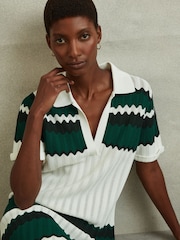 Reiss Green/White Malory Knitted Tunic Dress - Image 3 of 5
