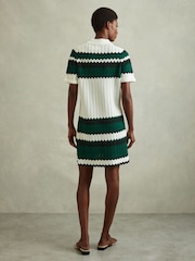 Reiss Green/White Malory Knitted Tunic Dress - Image 4 of 5