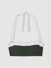 Reiss Dark Green/White Nala Contrast Trim Removable Strap Underwired Bikini Top - Image 2 of 5