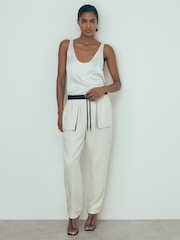 Reiss Neutral Pearl Relaxed Contrast Detail Cargo Trousers - Image 1 of 6
