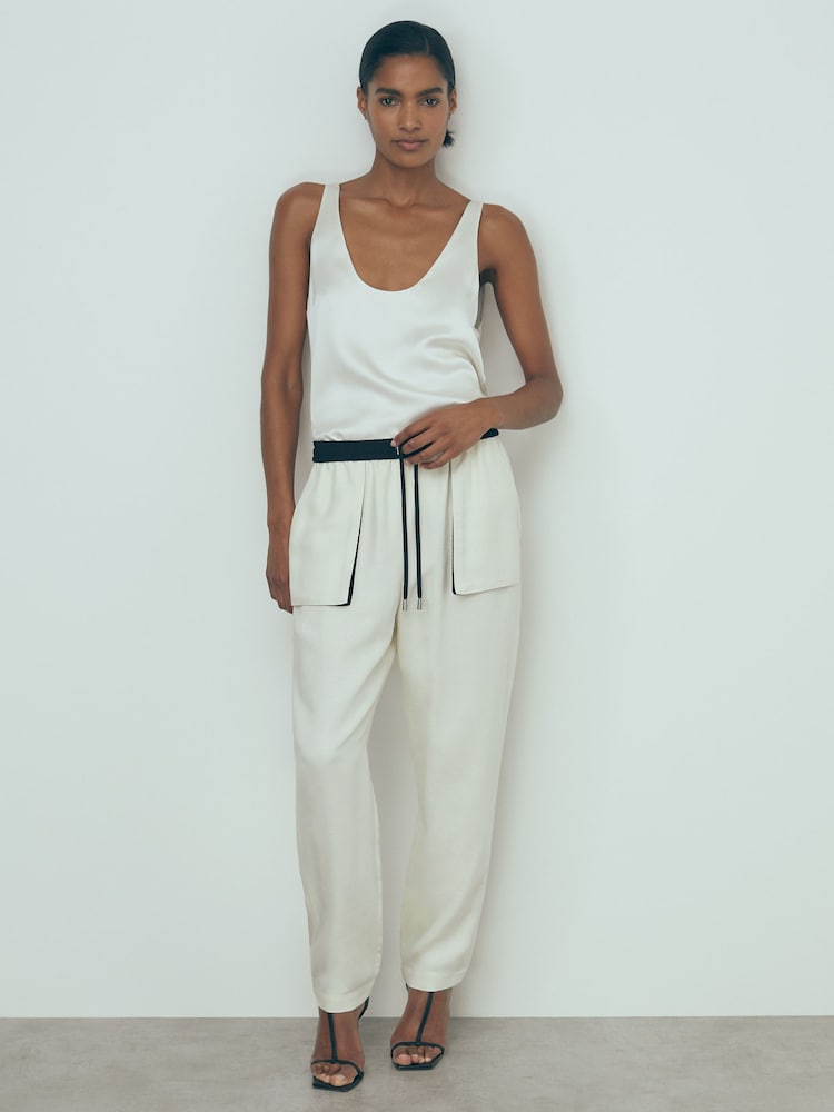 Reiss Neutral Pearl Relaxed Contrast Detail Cargo Trousers - Image 1 of 6