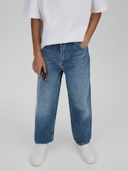 Reiss Mid Blue Ronnie 13-14 yrs Loose Fit Adjuster Jeans - Image 3 of 6