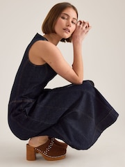 Anthropologie Blue Pilcro Denim Zip-Front Midi Dress - Image 3 of 4