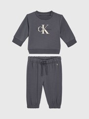 Calvin Klein Grey Monogram Sweatshirt Set - Image 1 of 2