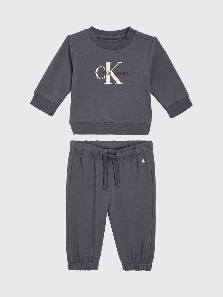 Calvin Klein Grey Monogram Sweatshirt Set - Image 1 of 2